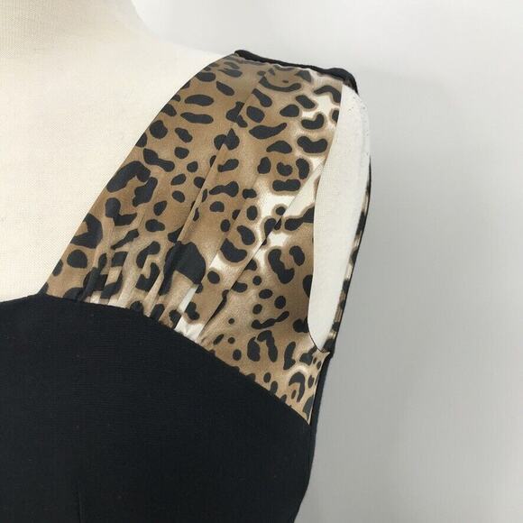 Cache Dress Womens 0 Black Animal Print Sleeveless Scoop Neck Lined Bodycon Zip - Picture 6 of 8